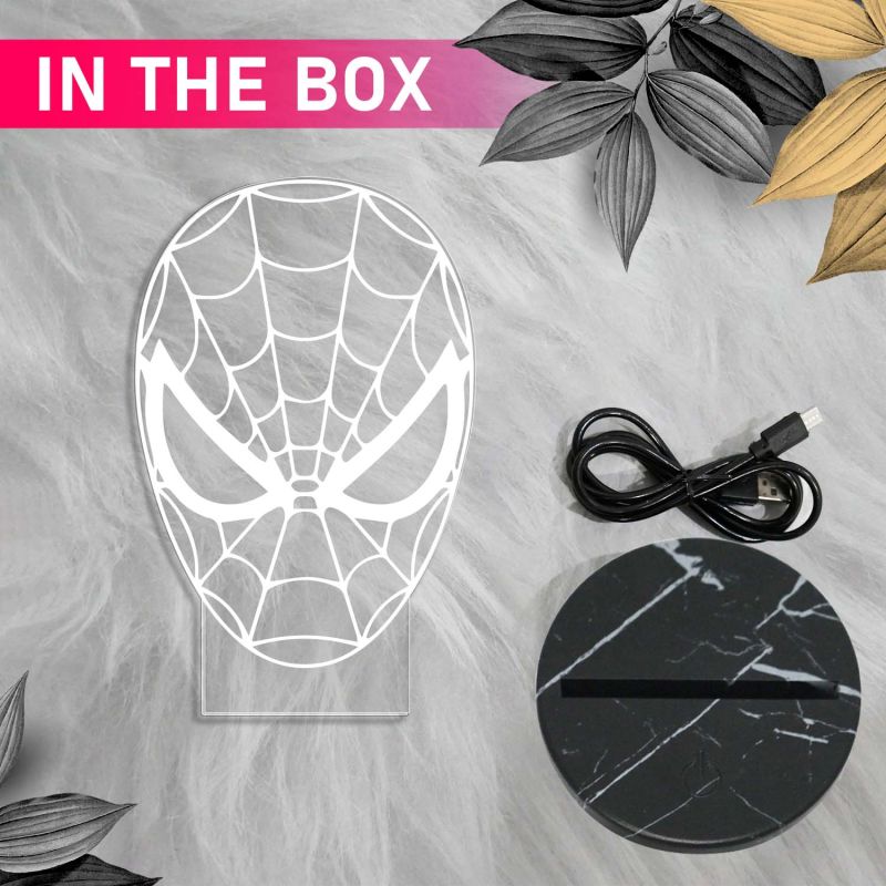 3D illusion Spiderman Head night lamp with Multicolored Light Birthday Gift for Marvel Fans Gift for Avengers Lovers Kids Room Decor